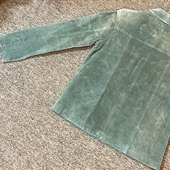 Jaclyn Smith Genuine Leather Suede Green Lightweight Jacket with Classic Collar - Picture 5 of 13
